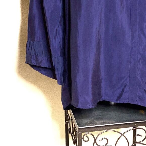 Daniel Rainn for stitch fix NWT navy blue kittie textured blouse size L - Picture 3 of 15